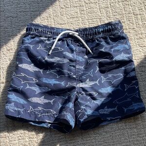 Janie and Jack Navy Shark Print Swim Shorts size 3T